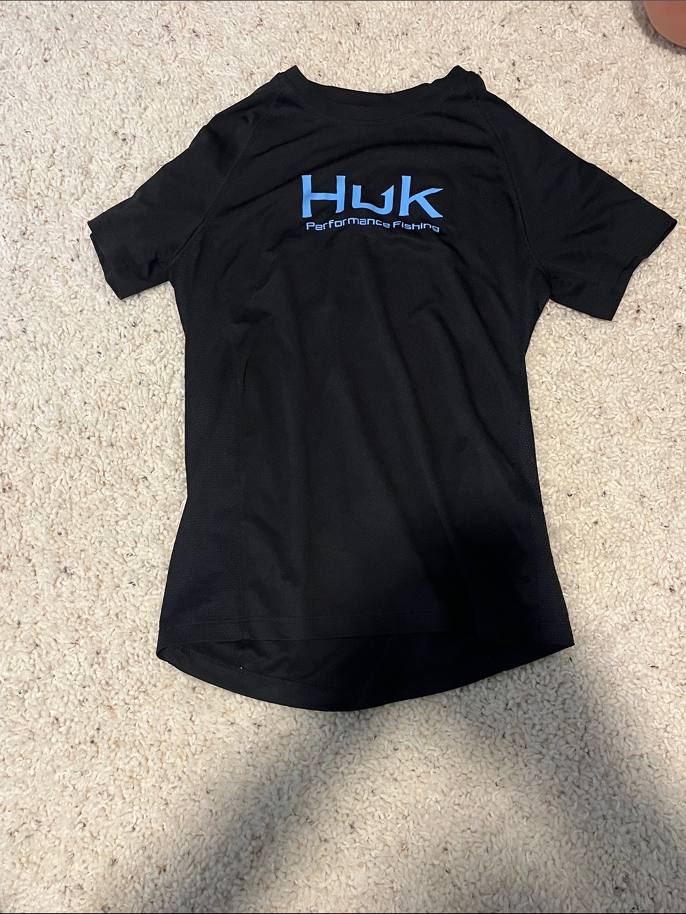 Huk Black Short Sleeve Tee with Blue Logo